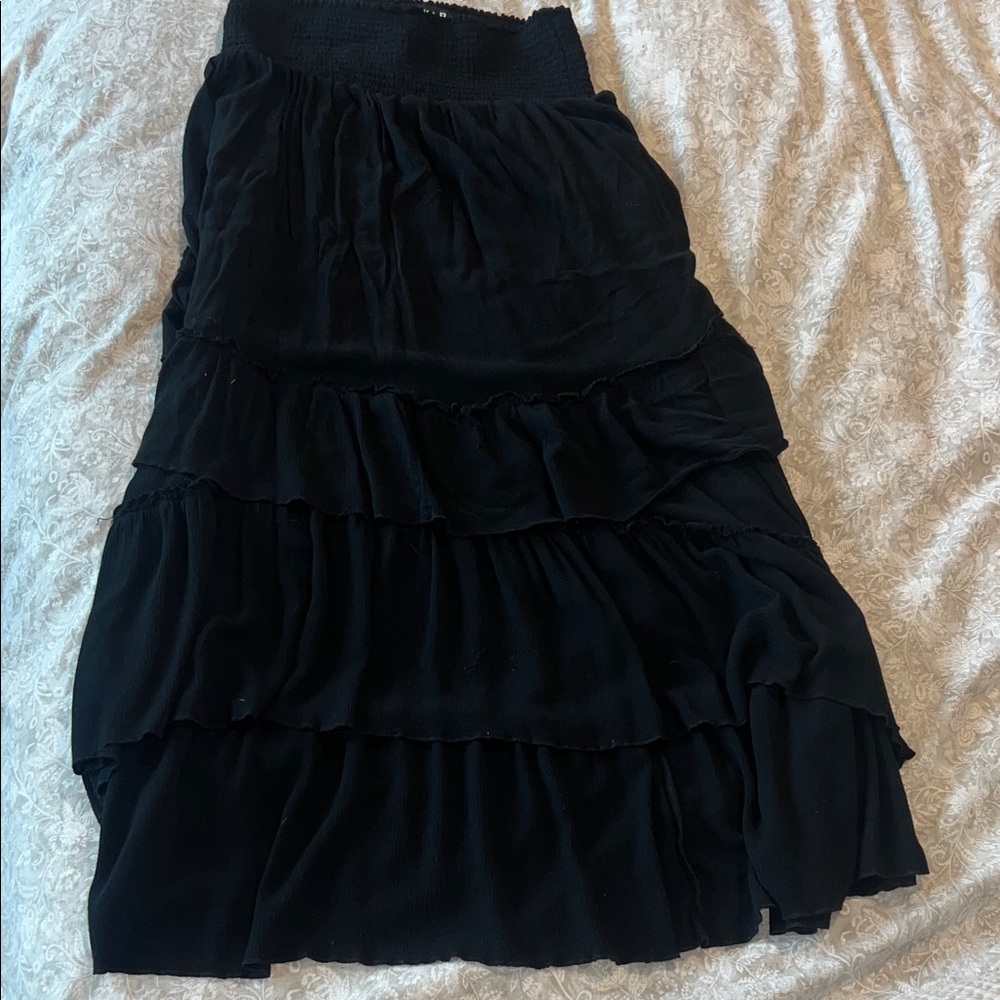 Chic Black Layered A-Line Skirt